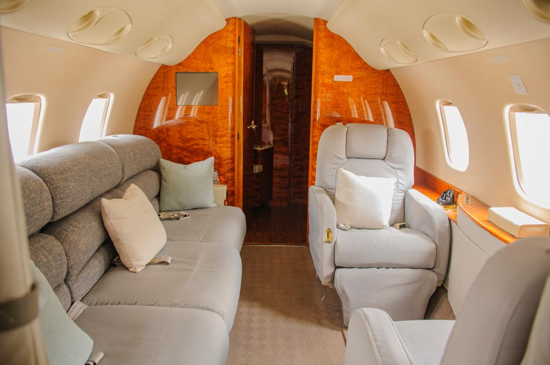 Aft cabin interior of the Embraer Legacy 600, 5N-FZE